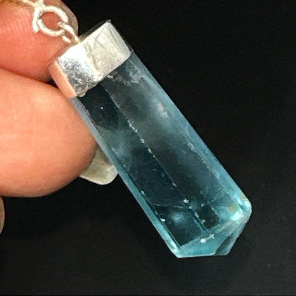 Sterling Silver 925 Fluorite Point Pendant Crystal - Picture 3 of 17